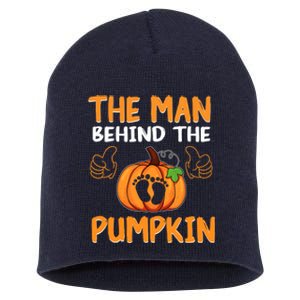 The Man Behind The Pumpkin New Baby Shower Dad Halloween Short Acrylic Beanie