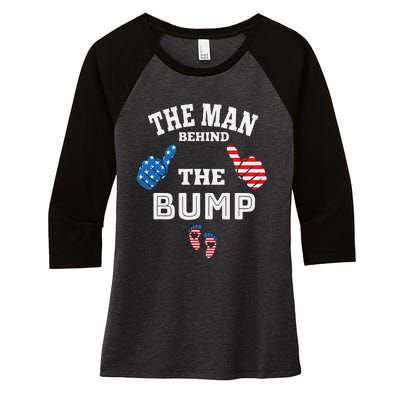 The Man Behind The Baby Bump Women's Tri-Blend 3/4-Sleeve Raglan Shirt