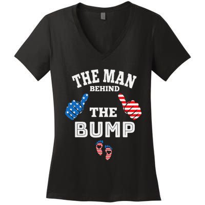 The Man Behind The Baby Bump Women's V-Neck T-Shirt