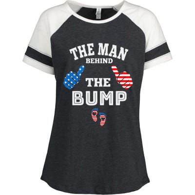 The Man Behind The Baby Bump Enza Ladies Jersey Colorblock Tee