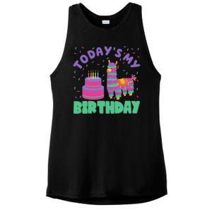 Todays My Birthday Llama Party Ladies PosiCharge Tri-Blend Wicking Tank