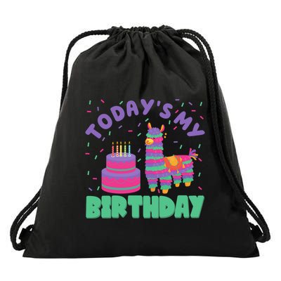 Todays My Birthday Llama Party Drawstring Bag