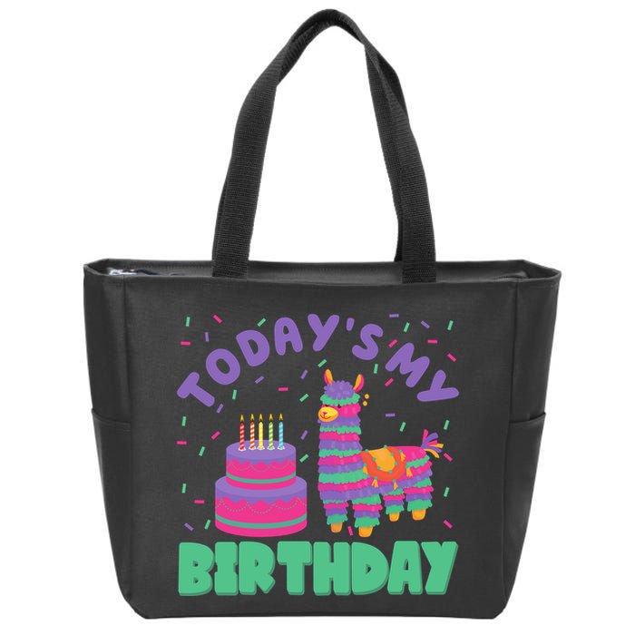 Todays My Birthday Llama Party Zip Tote Bag