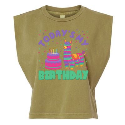 Todays My Birthday Llama Party Garment-Dyed Women's Muscle Tee