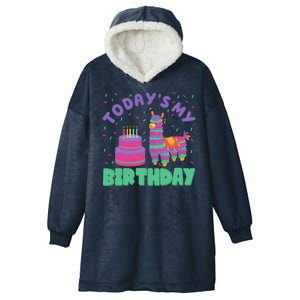 Todays My Birthday Llama Party Hooded Wearable Blanket