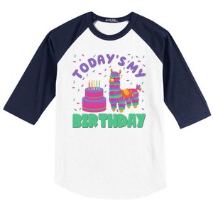 Todays My Birthday Llama Party Baseball Sleeve Shirt