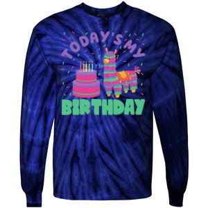 Todays My Birthday Llama Party Tie-Dye Long Sleeve Shirt