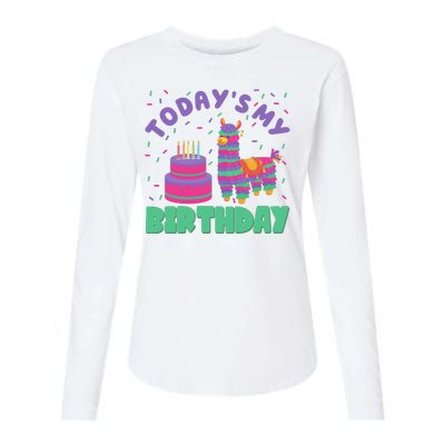 Todays My Birthday Llama Party Womens Cotton Relaxed Long Sleeve T-Shirt