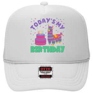 Todays My Birthday Llama Party High Crown Mesh Back Trucker Hat