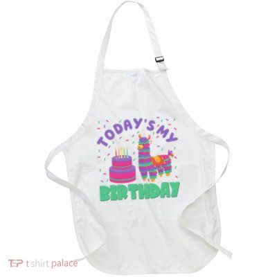 Todays My Birthday Llama Party Full-Length Apron With Pockets