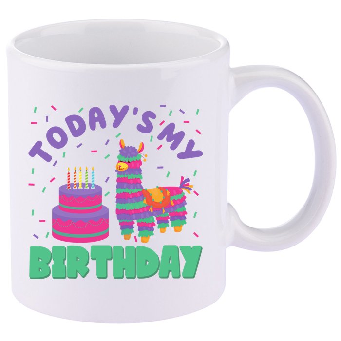Todays My Birthday Llama Party 11oz C Handle Ceramic Mug