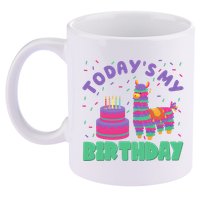 Todays My Birthday Llama Party 11oz C Handle Ceramic Mug