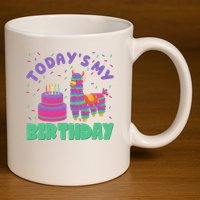 Todays My Birthday Llama Party 11oz C Handle Ceramic Mug