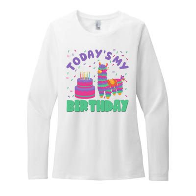 Todays My Birthday Llama Party Womens CVC Long Sleeve Shirt