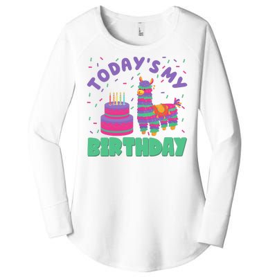 Todays My Birthday Llama Party Women's Perfect Tri Tunic Long Sleeve Shirt