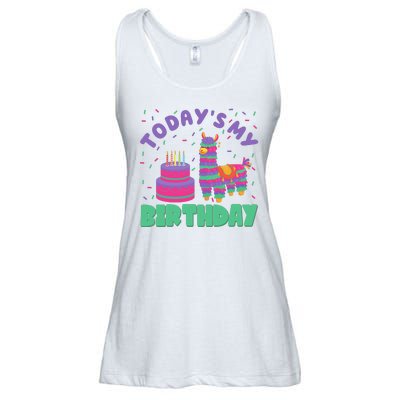 Todays My Birthday Llama Party Ladies Essential Flowy Tank