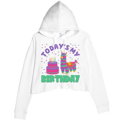 Todays My Birthday Llama Party Crop Fleece Hoodie