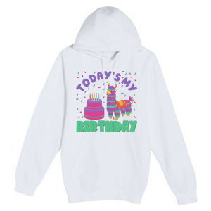 Todays My Birthday Llama Party Premium Pullover Hoodie