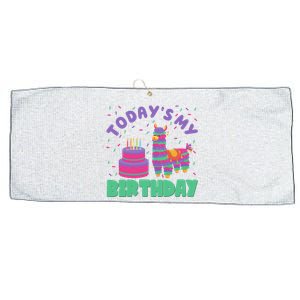 Todays My Birthday Llama Party Large Microfiber Waffle Golf Towel