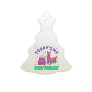 Todays My Birthday Llama Party Ceramic Tree Ornament