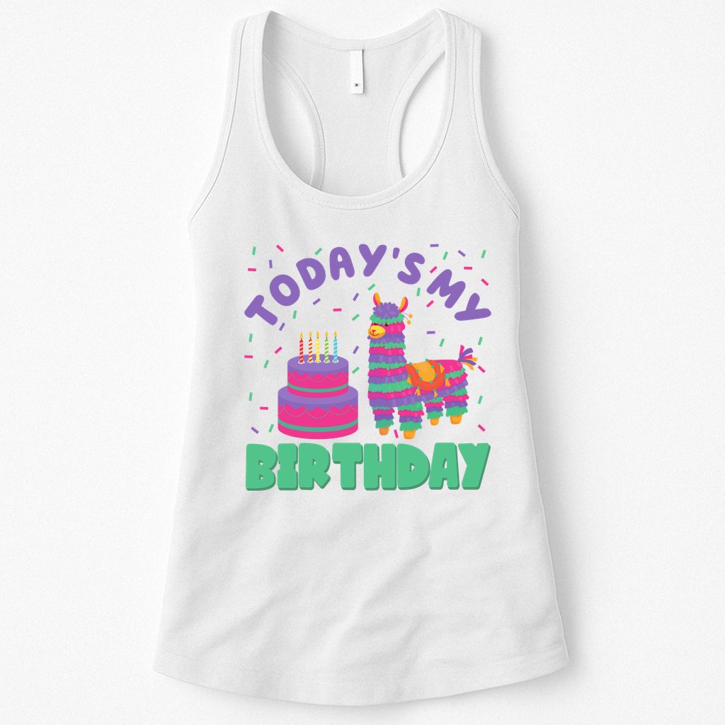 Todays My Birthday Llama Party Womens Tank Top