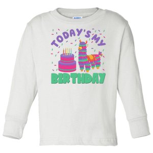 Todays My Birthday Llama Party Toddler Long Sleeve Shirt