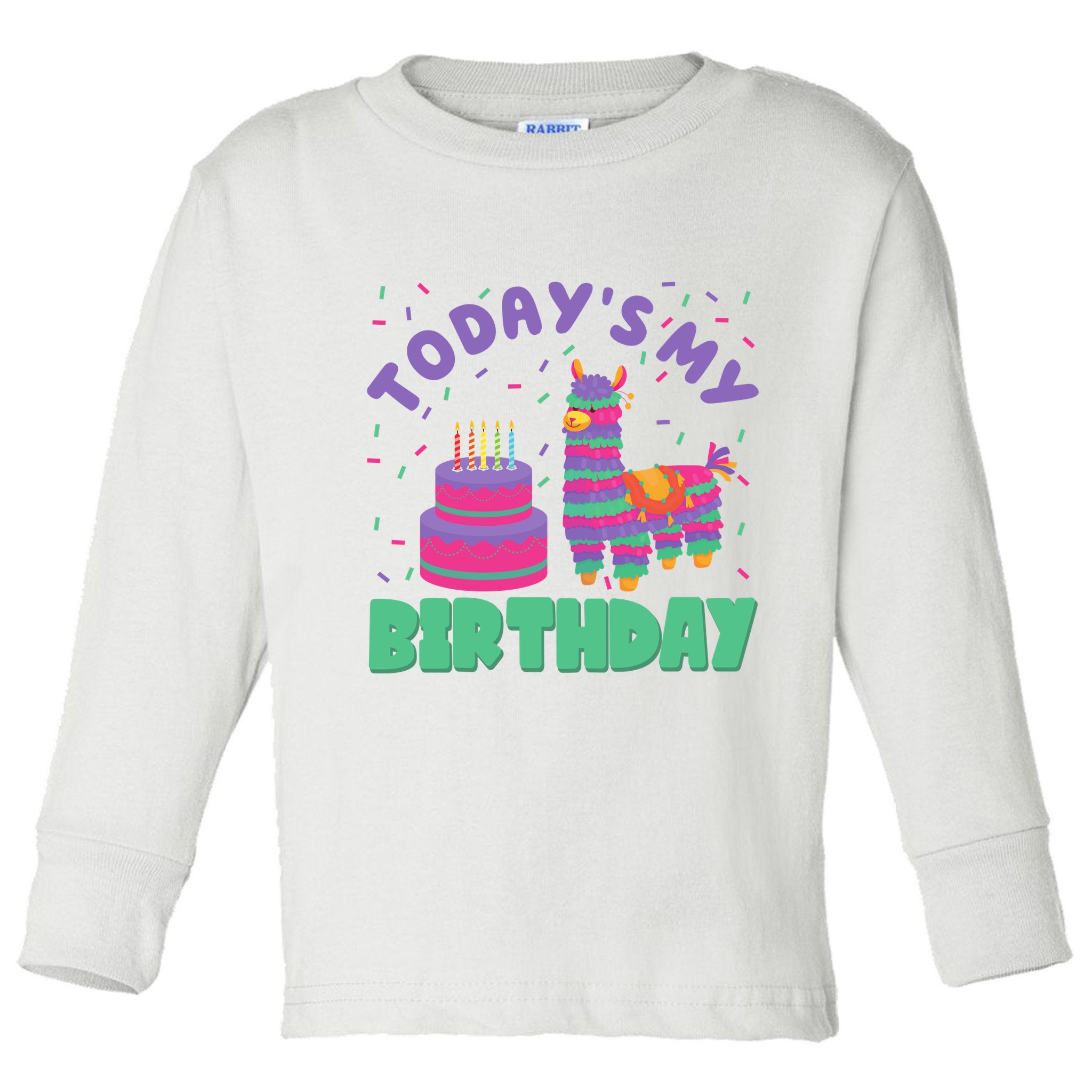 Todays My Birthday Llama Party Toddler Long Sleeve Shirt