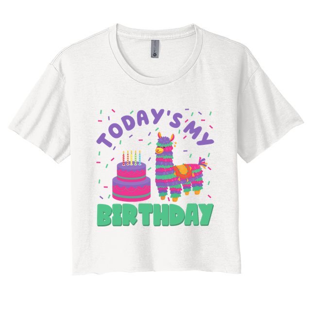 Todays My Birthday Llama Party Crop Top