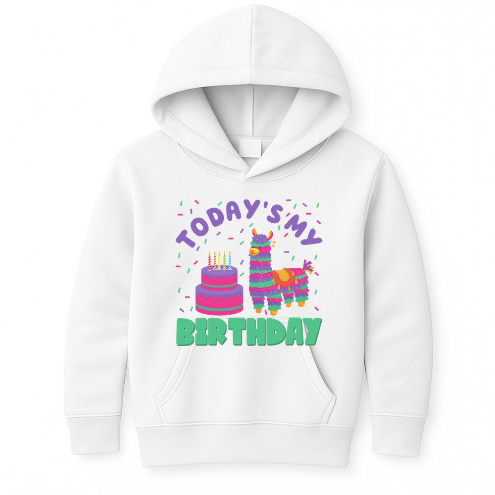 Todays My Birthday Llama Party Kids Hoodie