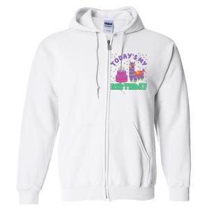 Todays My Birthday Llama Party Full Zip Hoodie