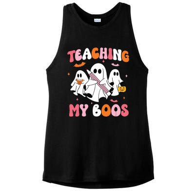 Teaching My Boos Spooky Teacher Ghost Halloween Groovy Retro Ladies PosiCharge Tri-Blend Wicking Tank