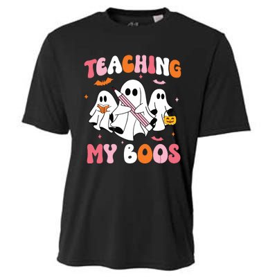 Teaching My Boos Spooky Teacher Ghost Halloween Groovy Retro Cooling Performance Crew T-Shirt