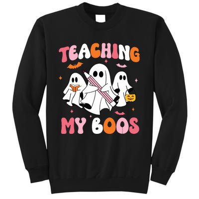 Teaching My Boos Spooky Teacher Ghost Halloween Groovy Retro Sweatshirt