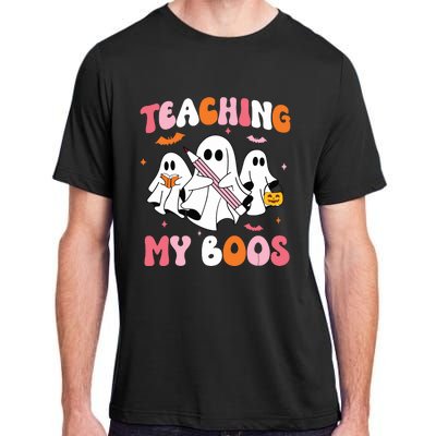 Teaching My Boos Spooky Teacher Ghost Halloween Groovy Retro Adult ChromaSoft Performance T-Shirt