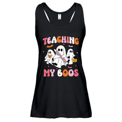 Teaching My Boos Spooky Teacher Ghost Halloween Groovy Retro Ladies Essential Flowy Tank