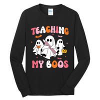 Teaching My Boos Spooky Teacher Ghost Halloween Groovy Retro Tall Long Sleeve T-Shirt