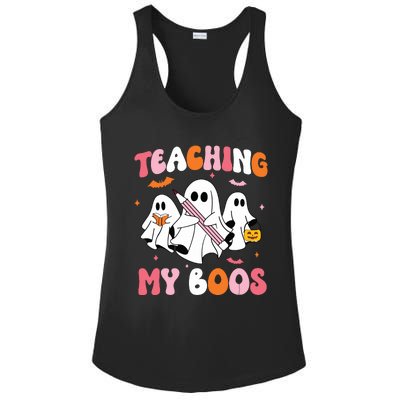 Teaching My Boos Spooky Teacher Ghost Halloween Groovy Retro Ladies PosiCharge Competitor Racerback Tank