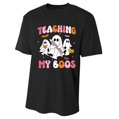 Teaching My Boos Spooky Teacher Ghost Halloween Groovy Retro Performance Sprint T-Shirt