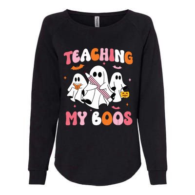 Teaching My Boos Spooky Teacher Ghost Halloween Groovy Retro Womens California Wash Sweatshirt