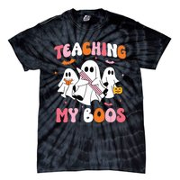 Teaching My Boos Spooky Teacher Ghost Halloween Groovy Retro Tie-Dye T-Shirt