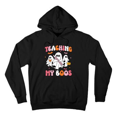 Teaching My Boos Spooky Teacher Ghost Halloween Groovy Retro Tall Hoodie