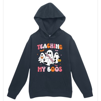 Teaching My Boos Spooky Teacher Ghost Halloween Groovy Retro Urban Pullover Hoodie