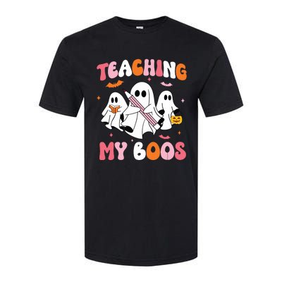 Teaching My Boos Spooky Teacher Ghost Halloween Groovy Retro Softstyle CVC T-Shirt