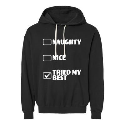 Tried My Best, Funny Check List Design Garment-Dyed Fleece Hoodie