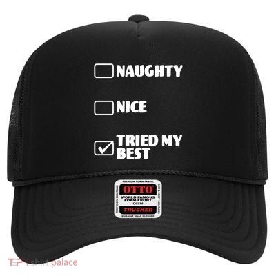 Tried My Best, Funny Check List Design High Crown Mesh Back Trucker Hat