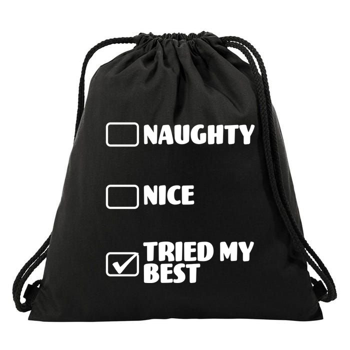 Tried My Best, Funny Check List Design Drawstring Bag