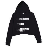 Tried My Best, Funny Check List Design Crop Fleece Hoodie