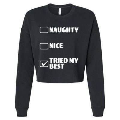 Tried My Best, Funny Check List Design Cropped Pullover Crew
