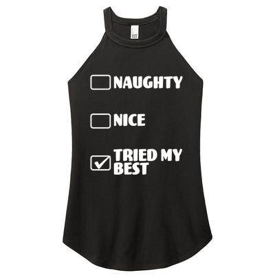 Tried My Best, Funny Check List Design Women's Perfect Tri Rocker Tank