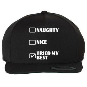 Tried My Best, Funny Check List Design Wool Snapback Cap